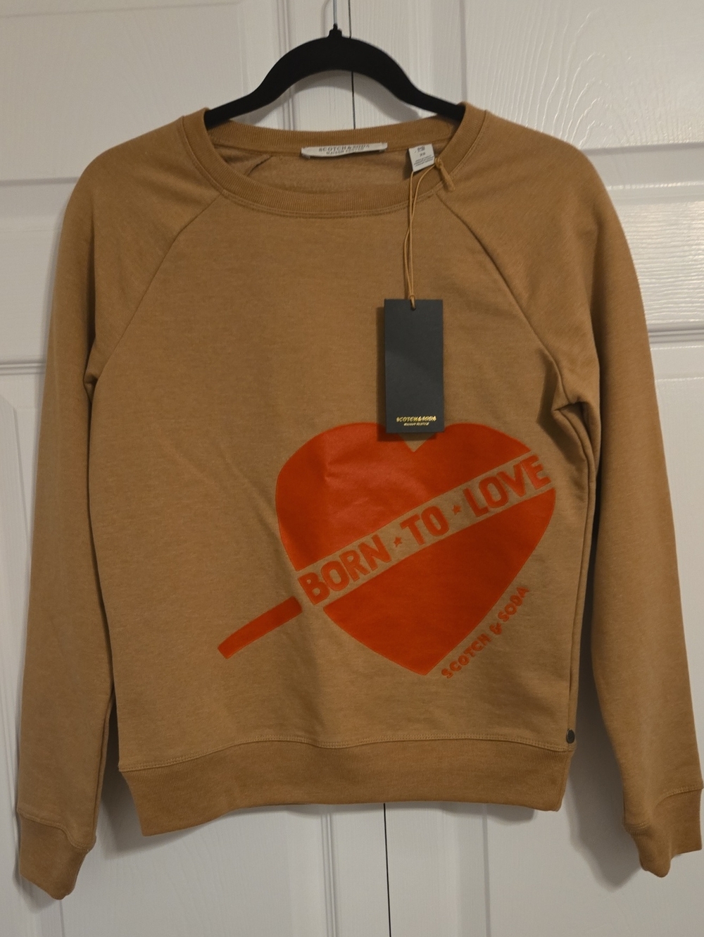 Scotch & Soda Maison Scotch "Born to Love" Heart Graphic Sweatshirt - Women's XS - Picture 2 of 6